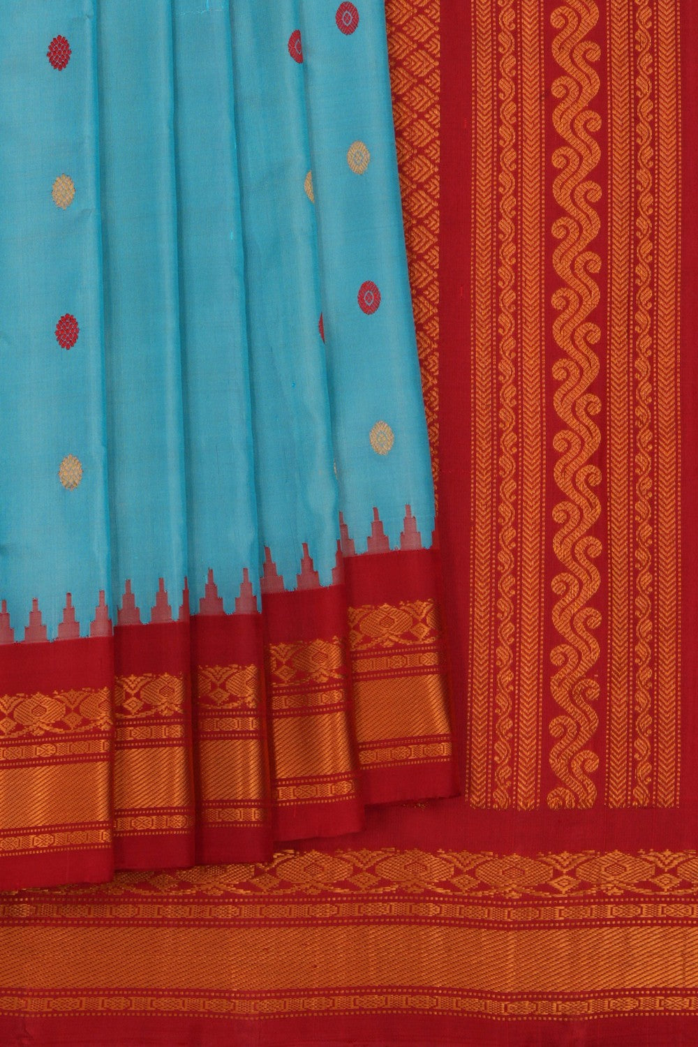 Image of Gadwal Silk Ice Blue Saree