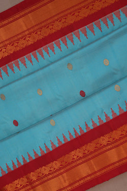 Image of Gadwal Silk Ice Blue Saree