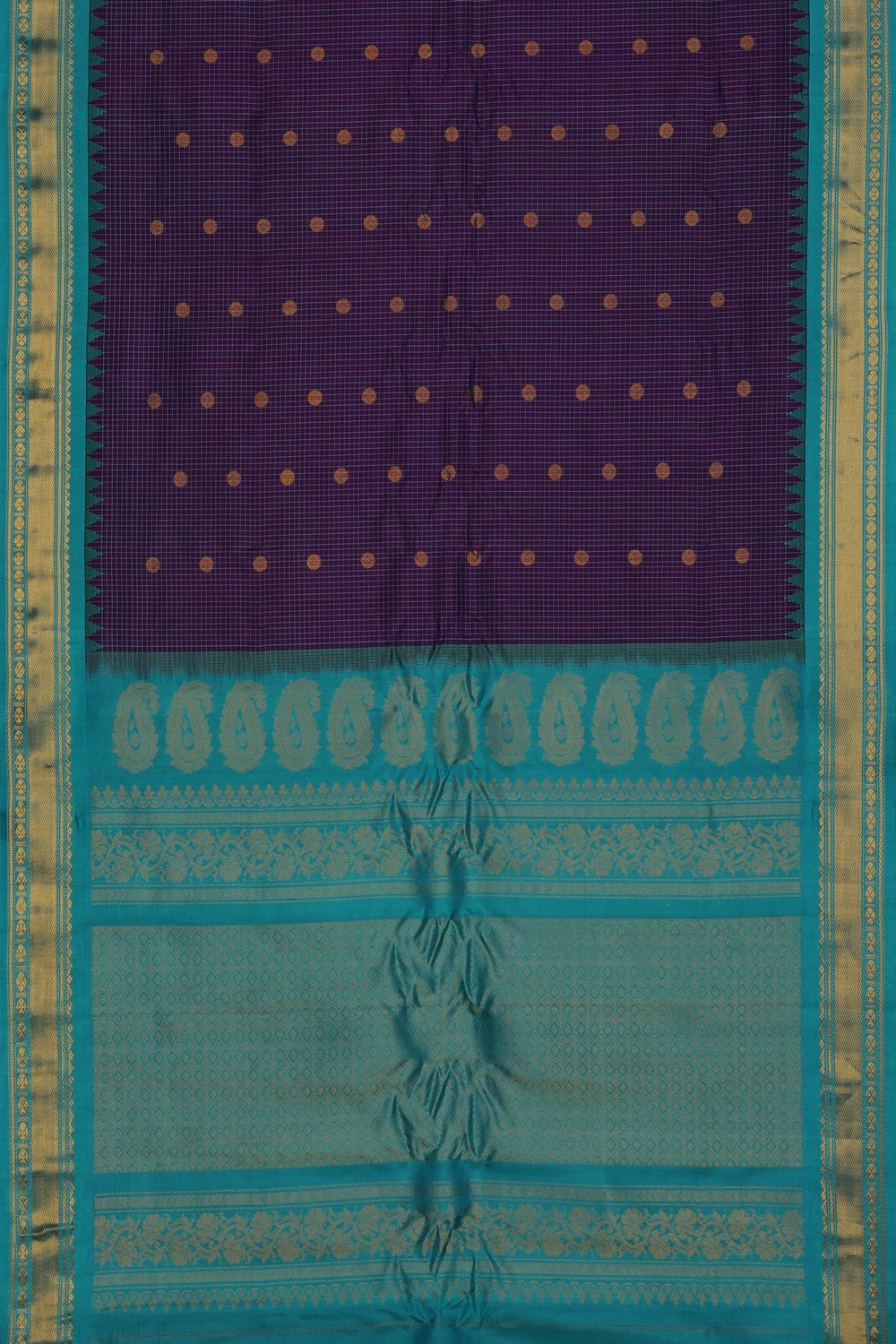 Gadwal Silk Kattam Purple Saree