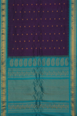 Image of Gadwal Silk Kattam Purple Saree