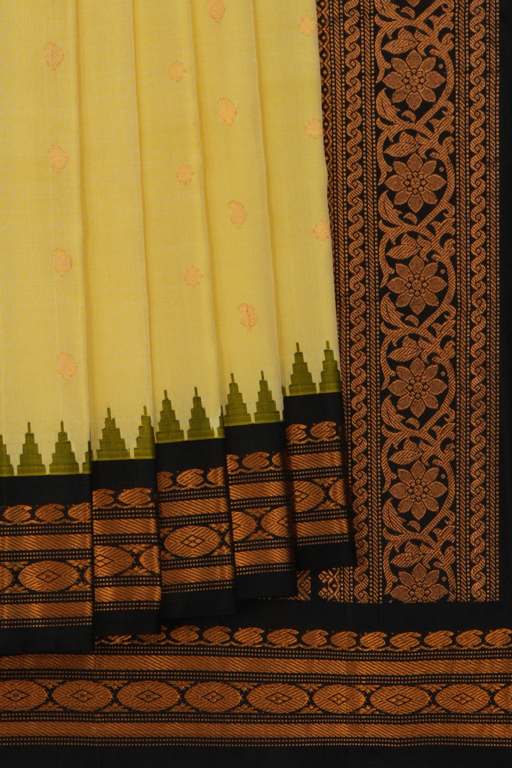 Image of Gadwal Silk Yellow Saree