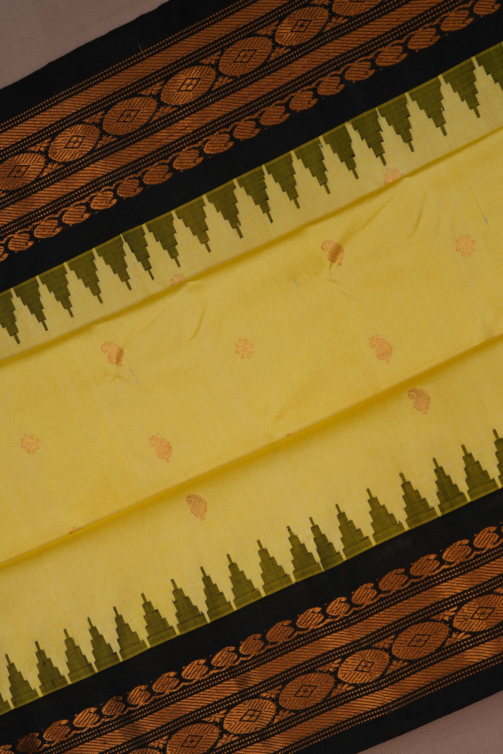 Image of Gadwal Silk Yellow Saree
