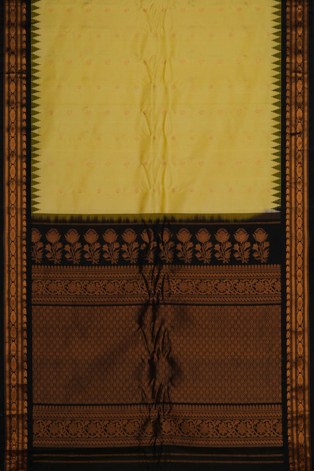 Image of Gadwal Silk Yellow Saree