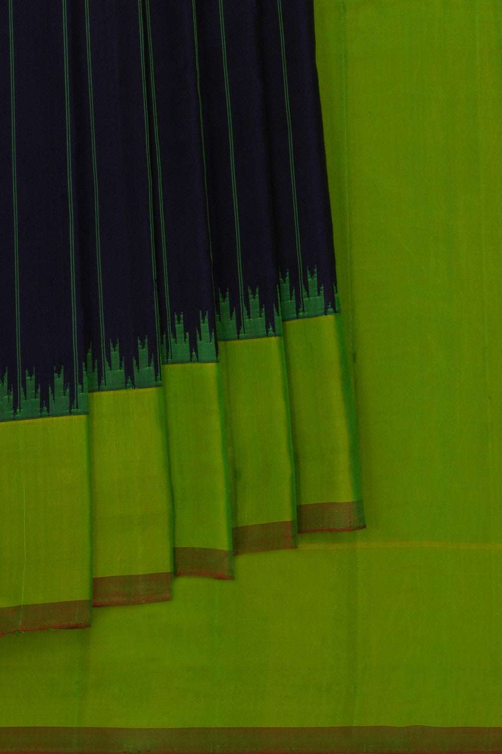 Image of Gadwal Silk Navy Blue Saree