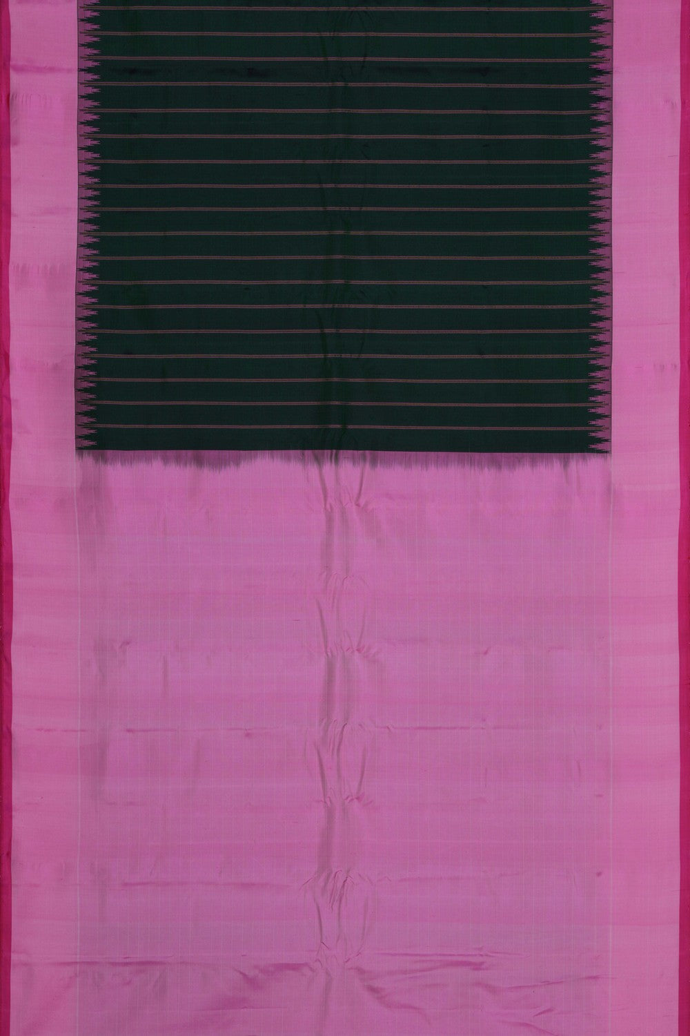 Image of Gadwal Silk Bottle Green Saree