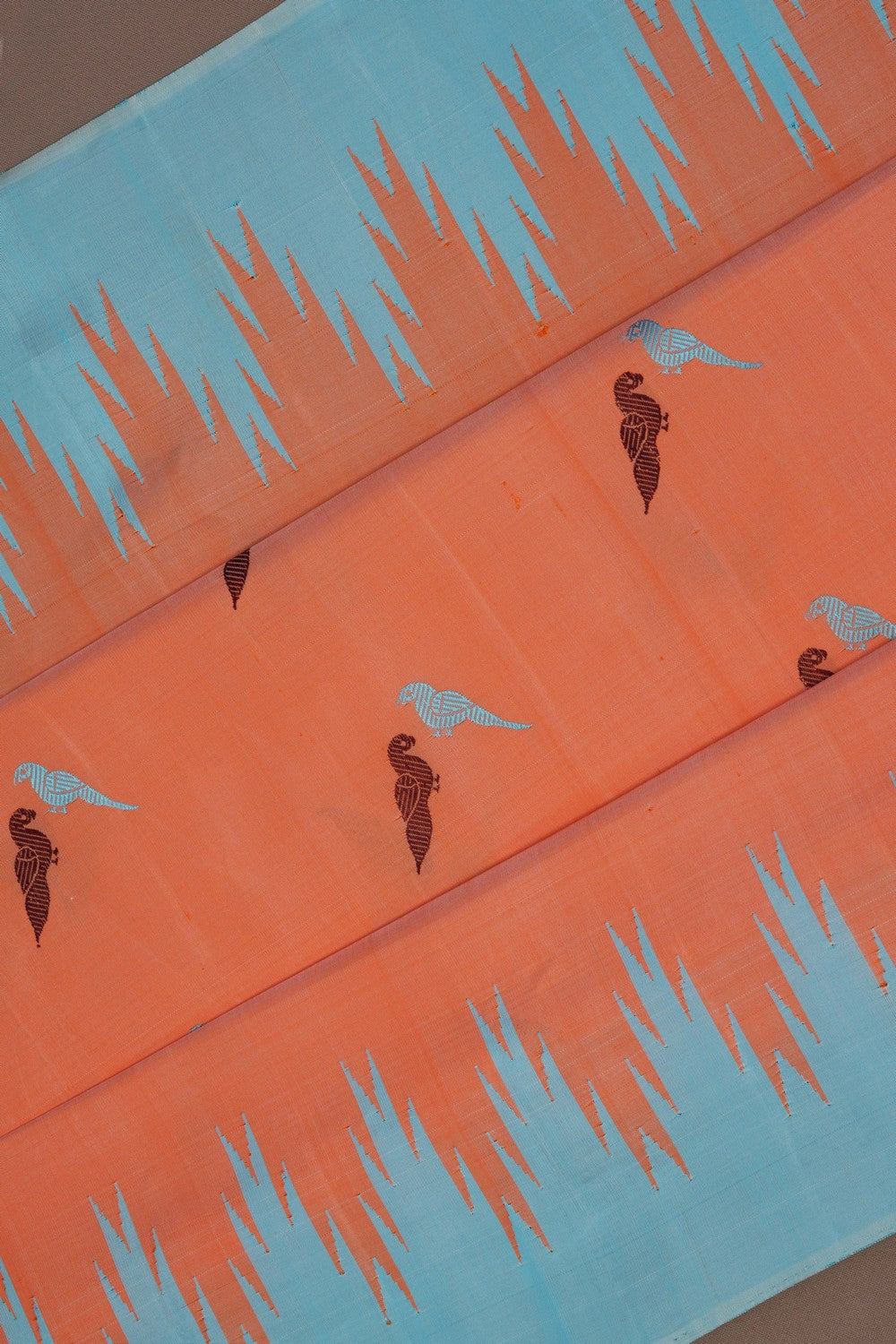 Image of Gadwal Silk Peach Saree