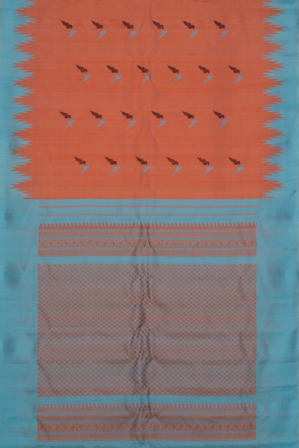 Image of Gadwal Silk Peach Saree