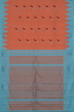 Image of Gadwal Silk Peach Saree