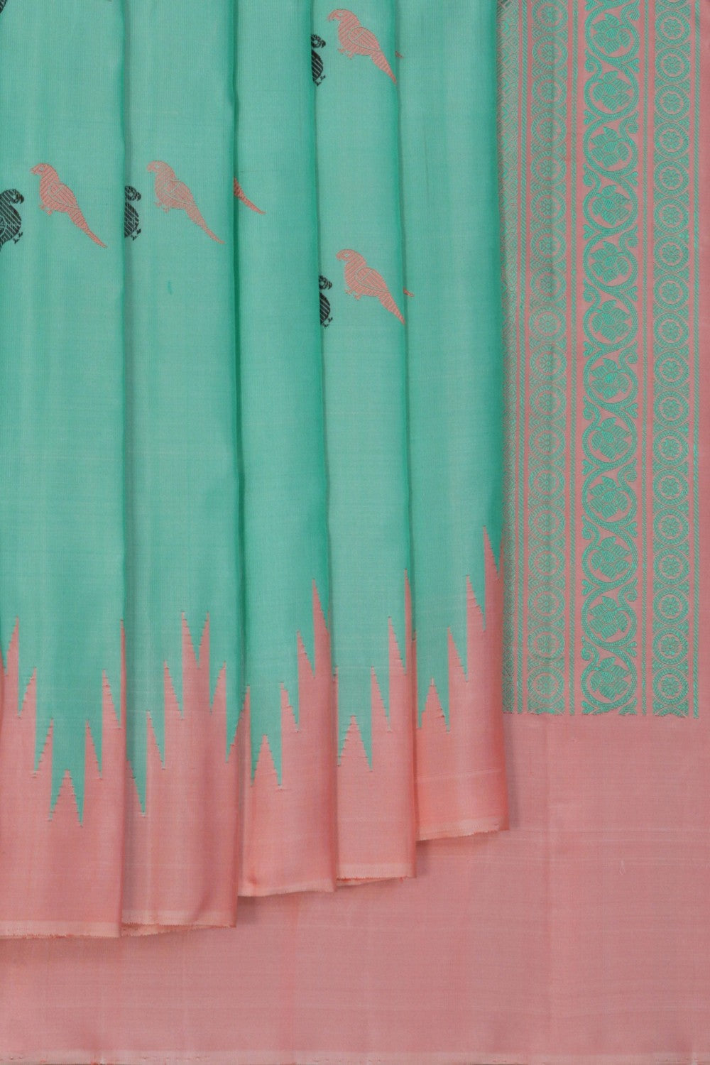 Image of Gadwal Silk Sea Green Saree