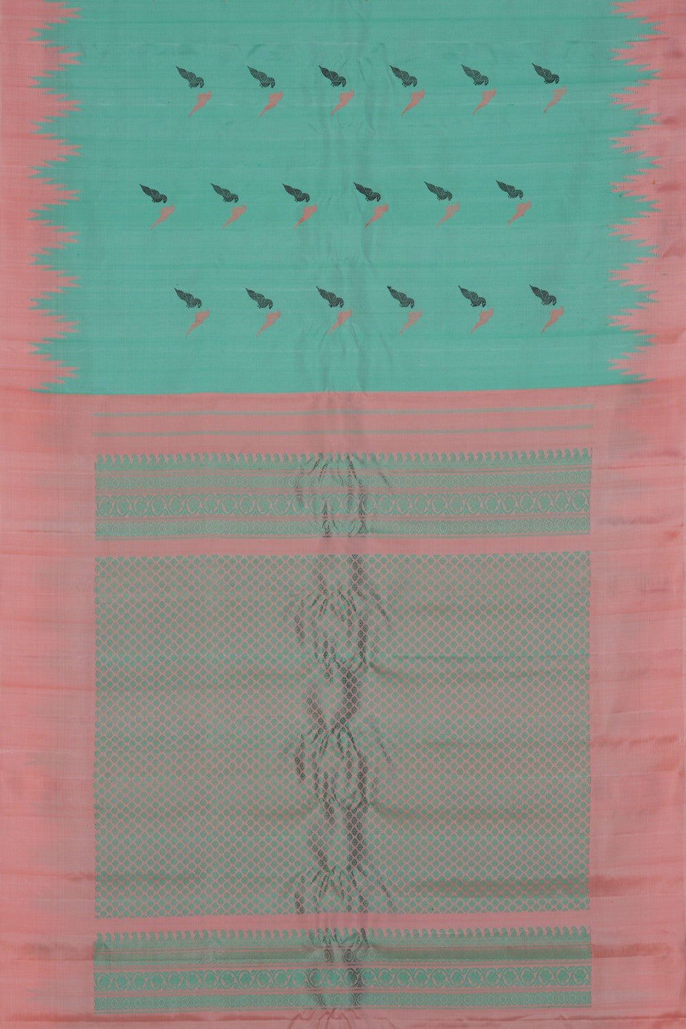 Image of Gadwal Silk Sea Green Saree