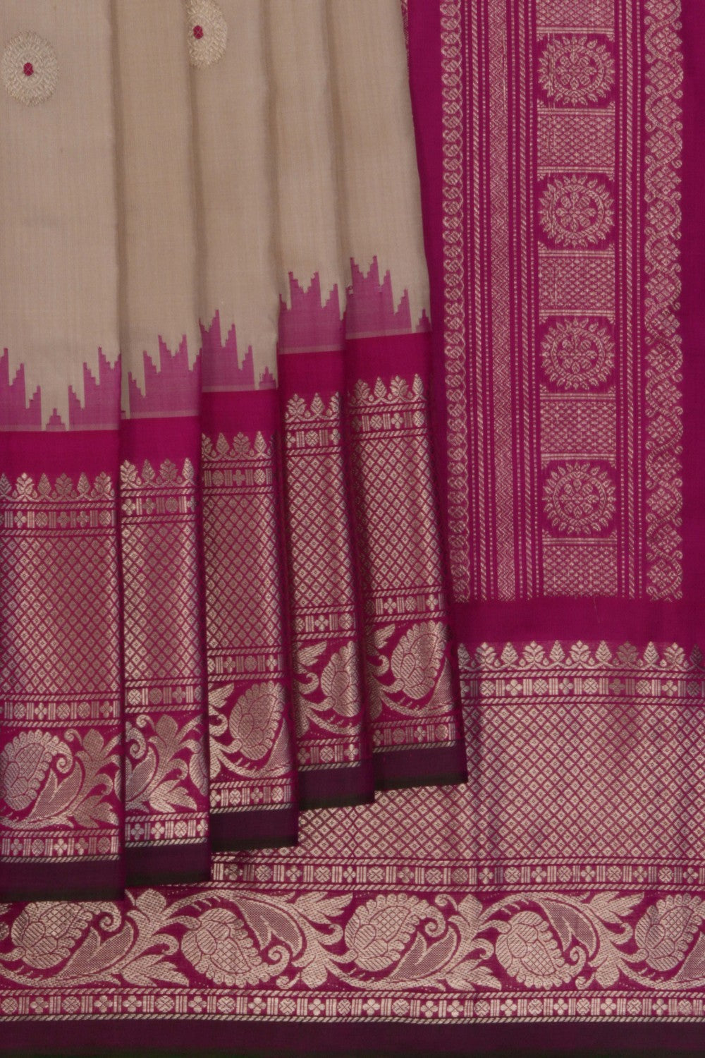 Image of Gadwal Silk Beige Saree