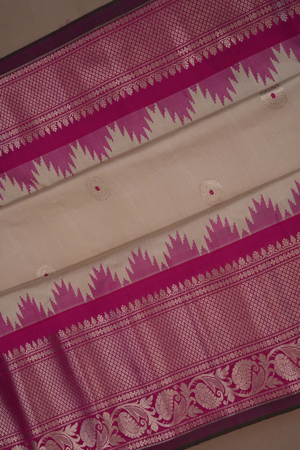Image of Gadwal Silk Beige Saree