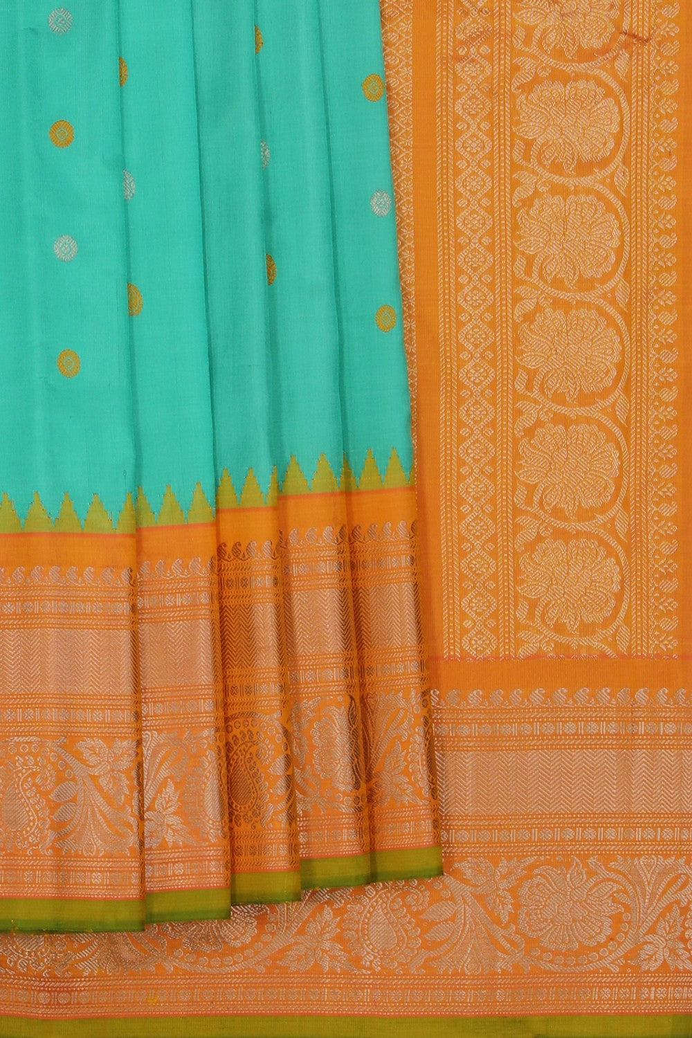 Image of Gadwal Silk Sea Green Saree