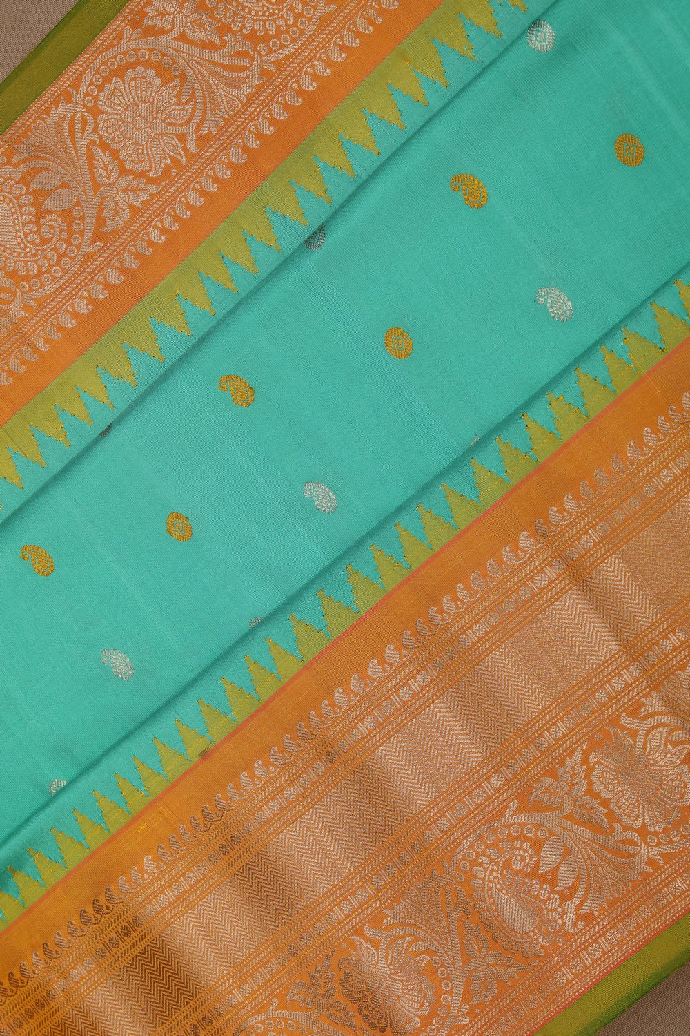 Image of Gadwal Silk Sea Green Saree