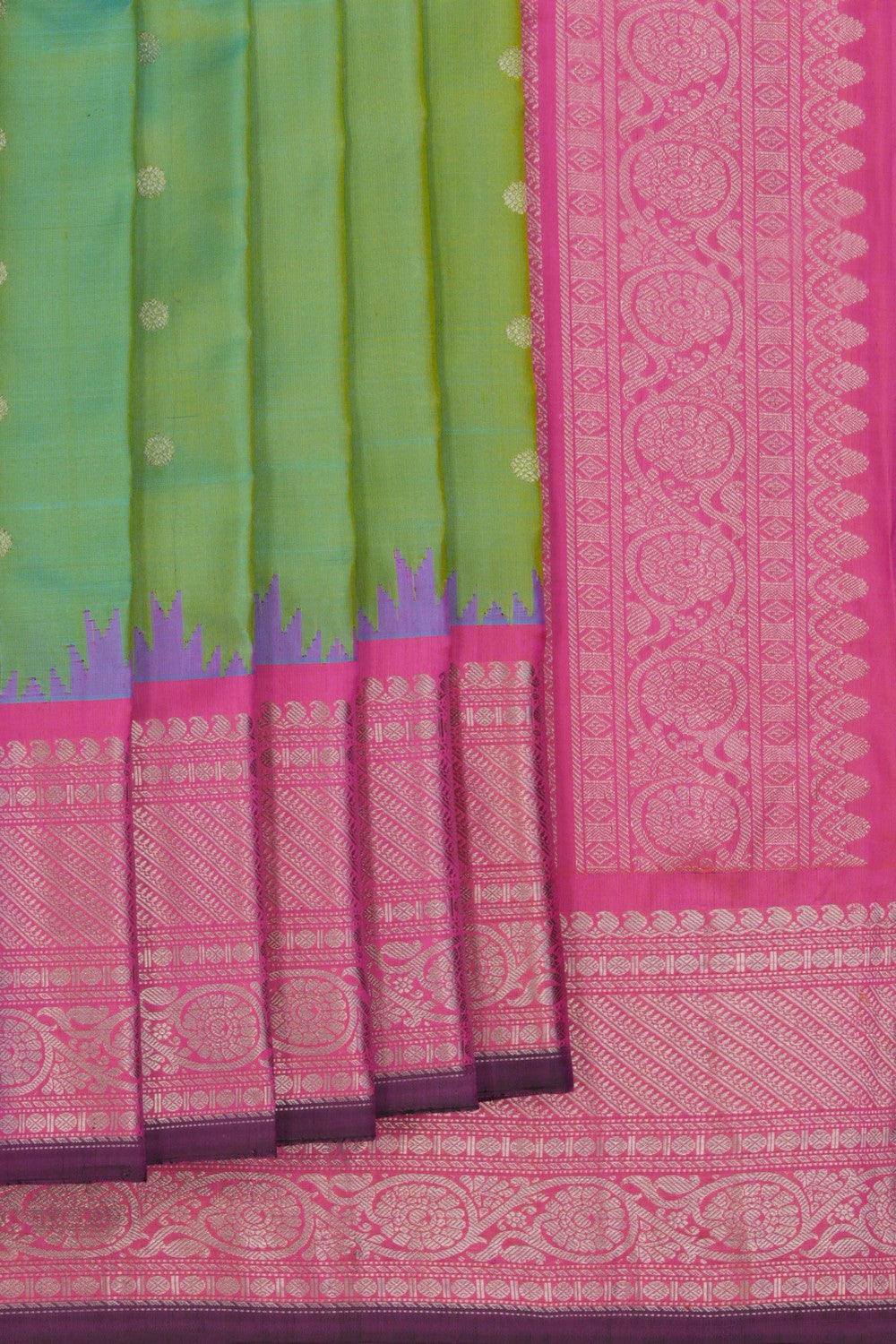 Image of Gadwal Silk Sea Green Saree