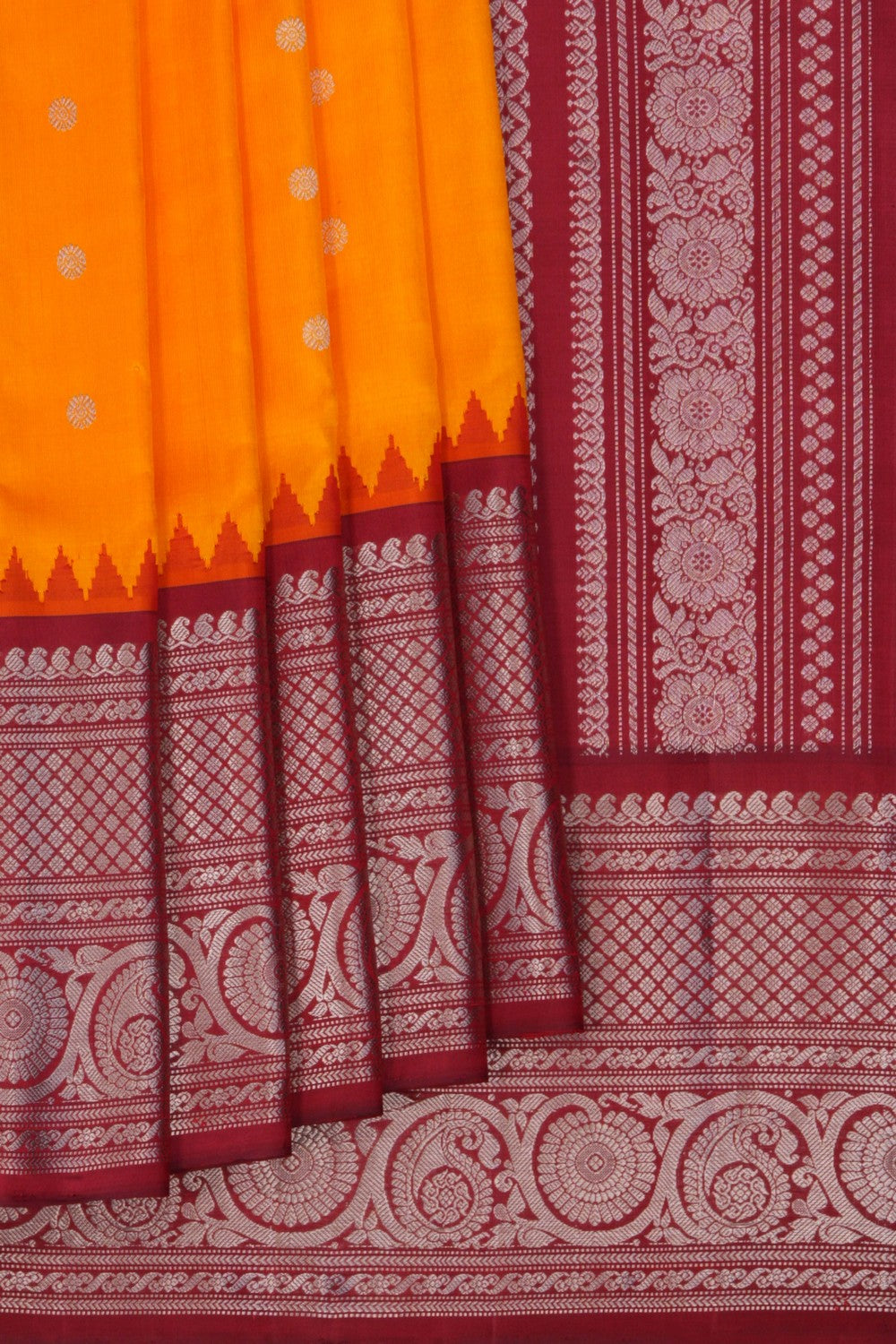 Image of Gadwal Silk Mustard Saree