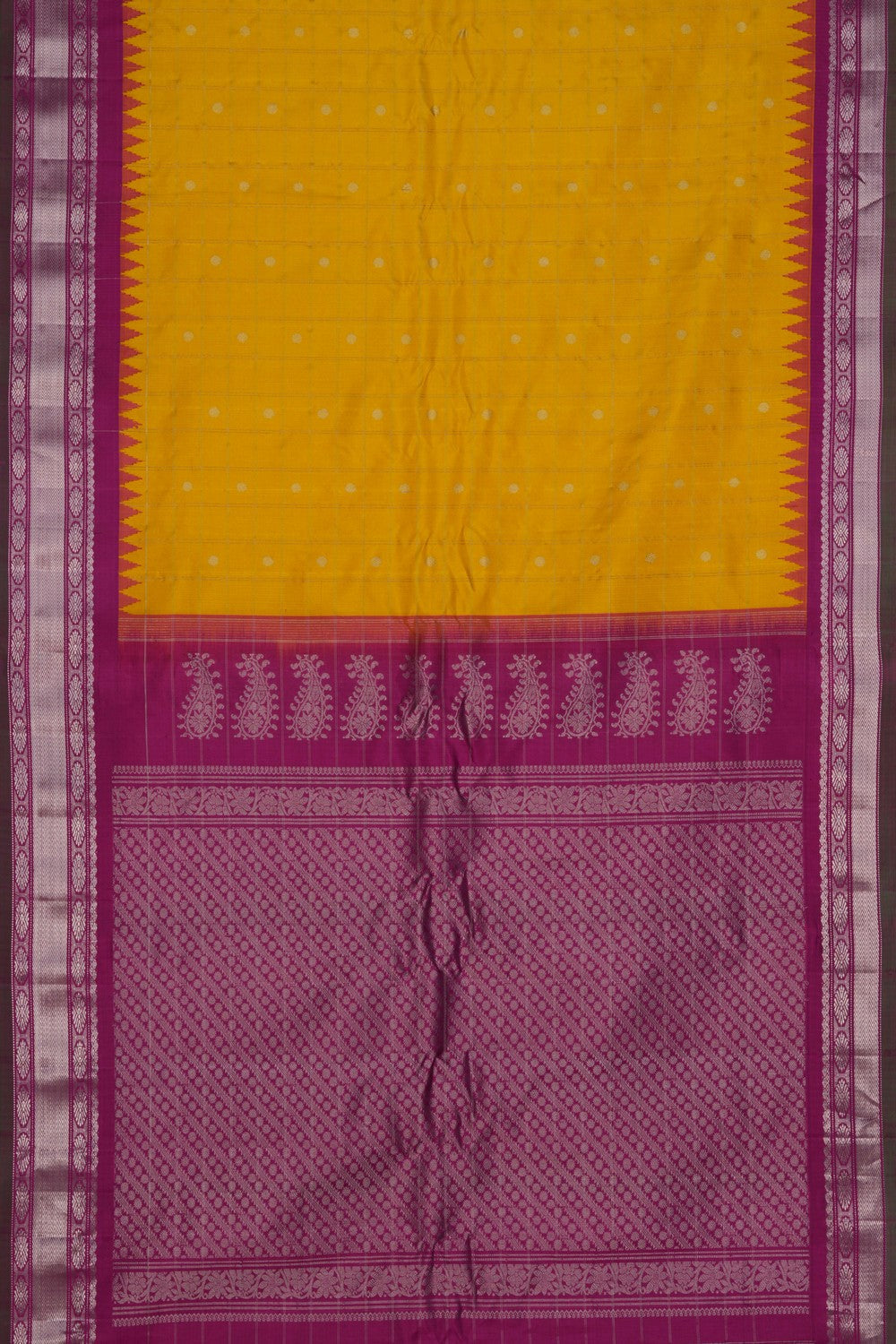 Image of Gadwal Silk Yellow Saree