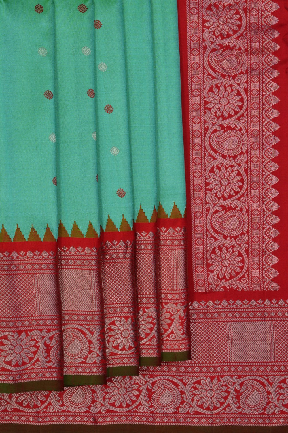 Image of Gadwal Silk Sea Green Saree