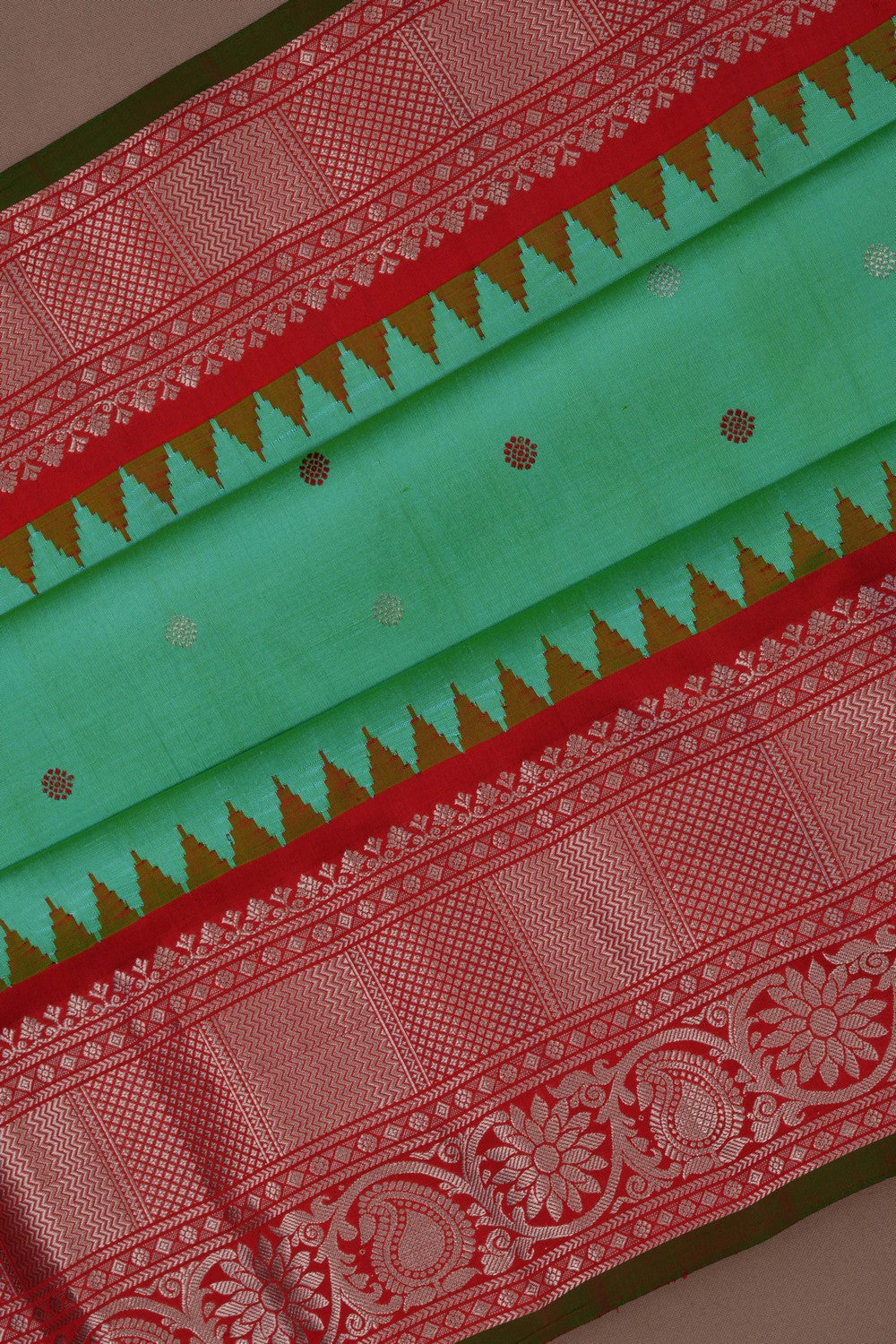Image of Gadwal Silk Sea Green Saree