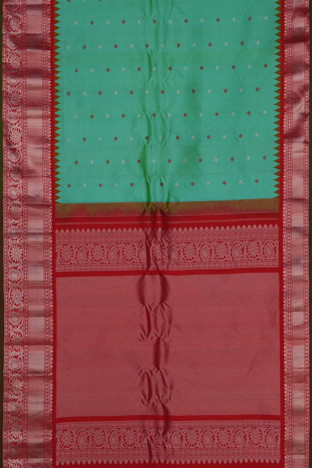 Image of Gadwal Silk Sea Green Saree