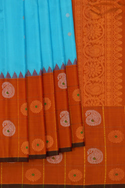 Image of Gadwal Silk Blue Saree
