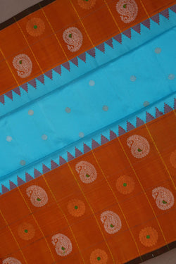 Image of Gadwal Silk Blue Saree