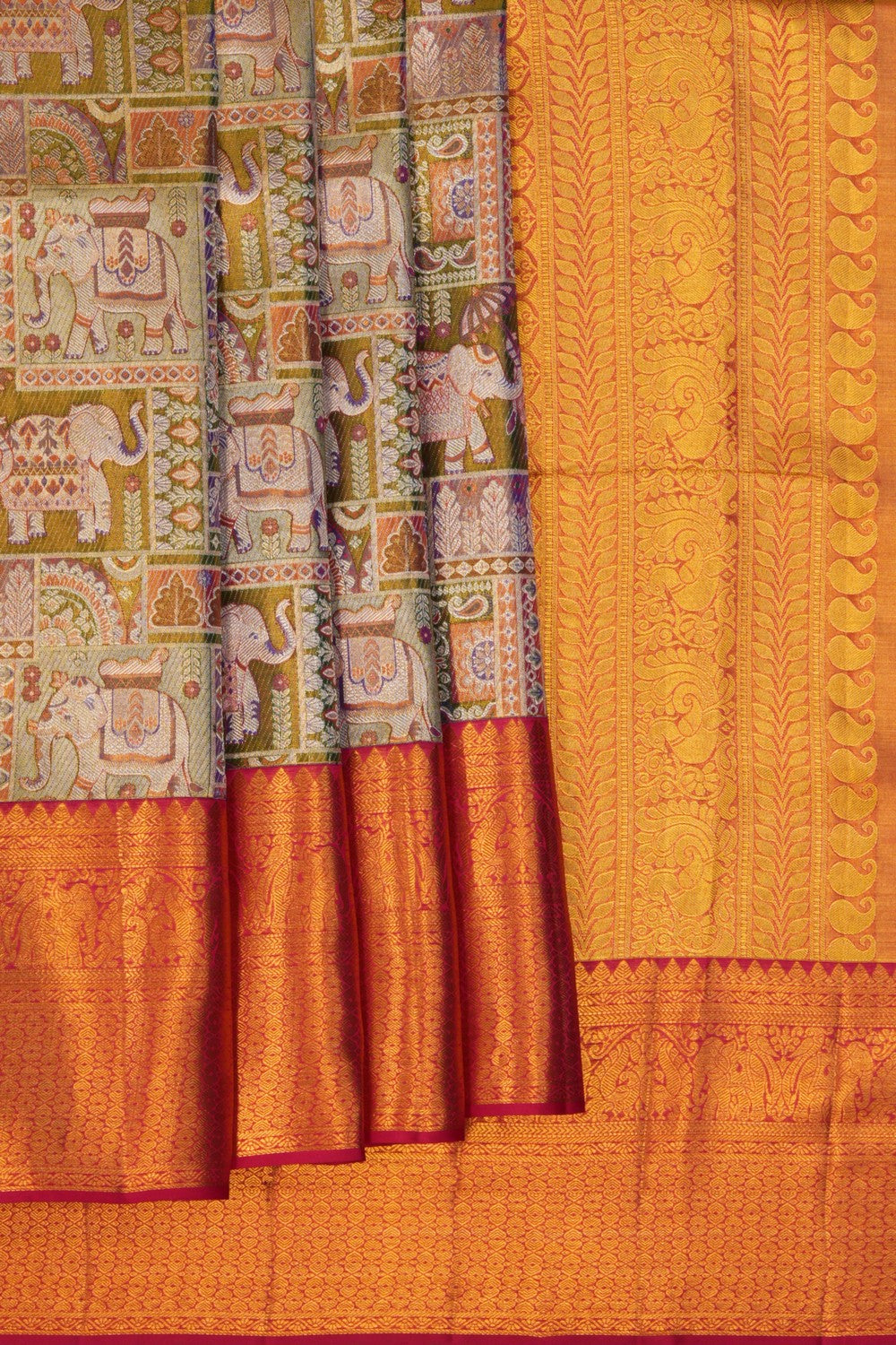 Kanchipattu Brocade Green Saree