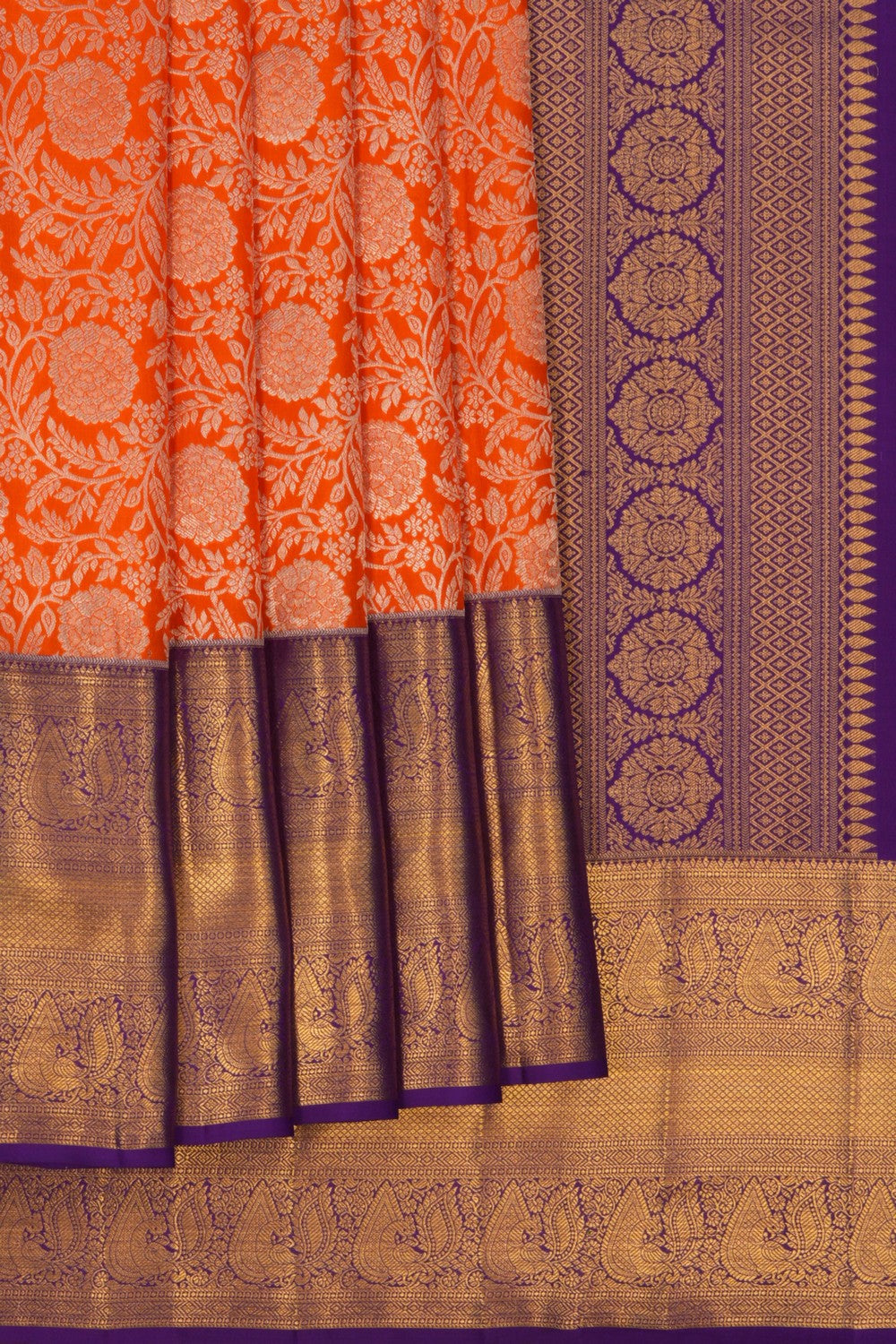 Kanchipattu Brocade Orange Saree