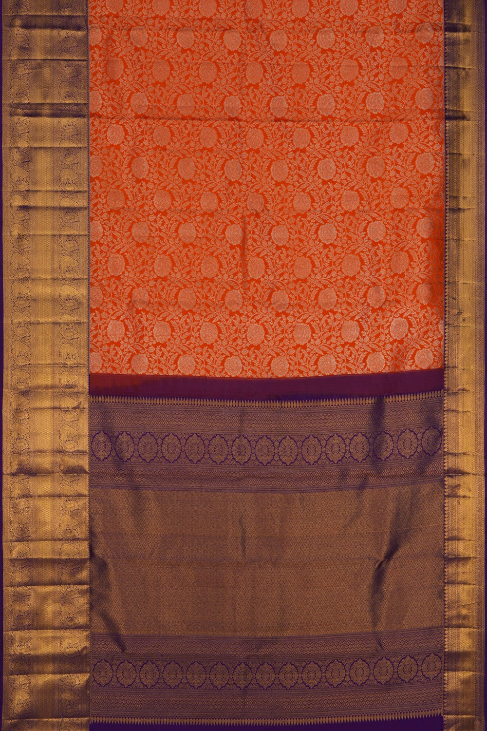 Kanchipattu Brocade Orange Saree