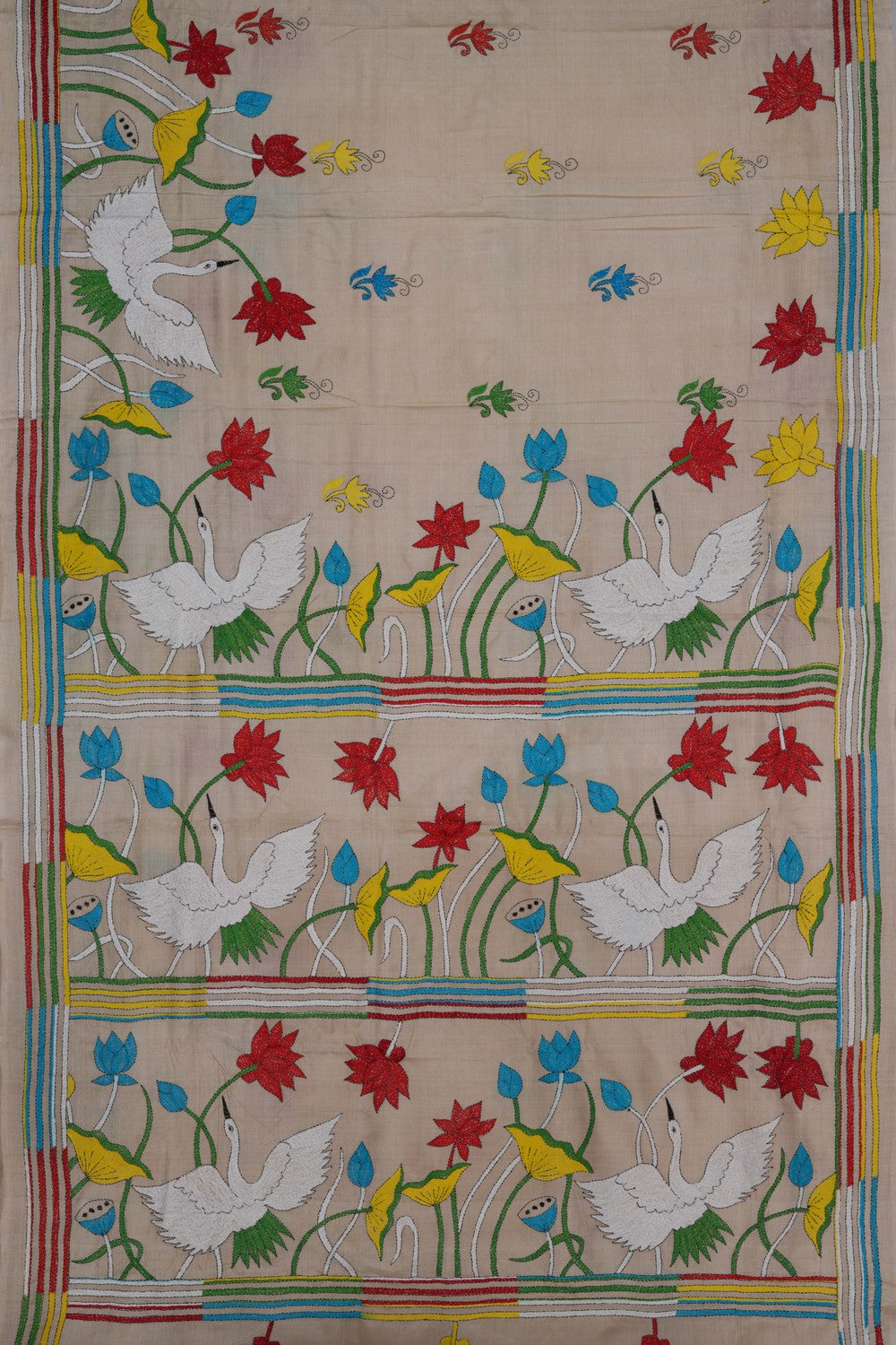 Tussar Silk Kantha Embroidery Saree