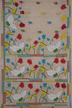 Image of Tussar Silk Kantha Embroidery Saree