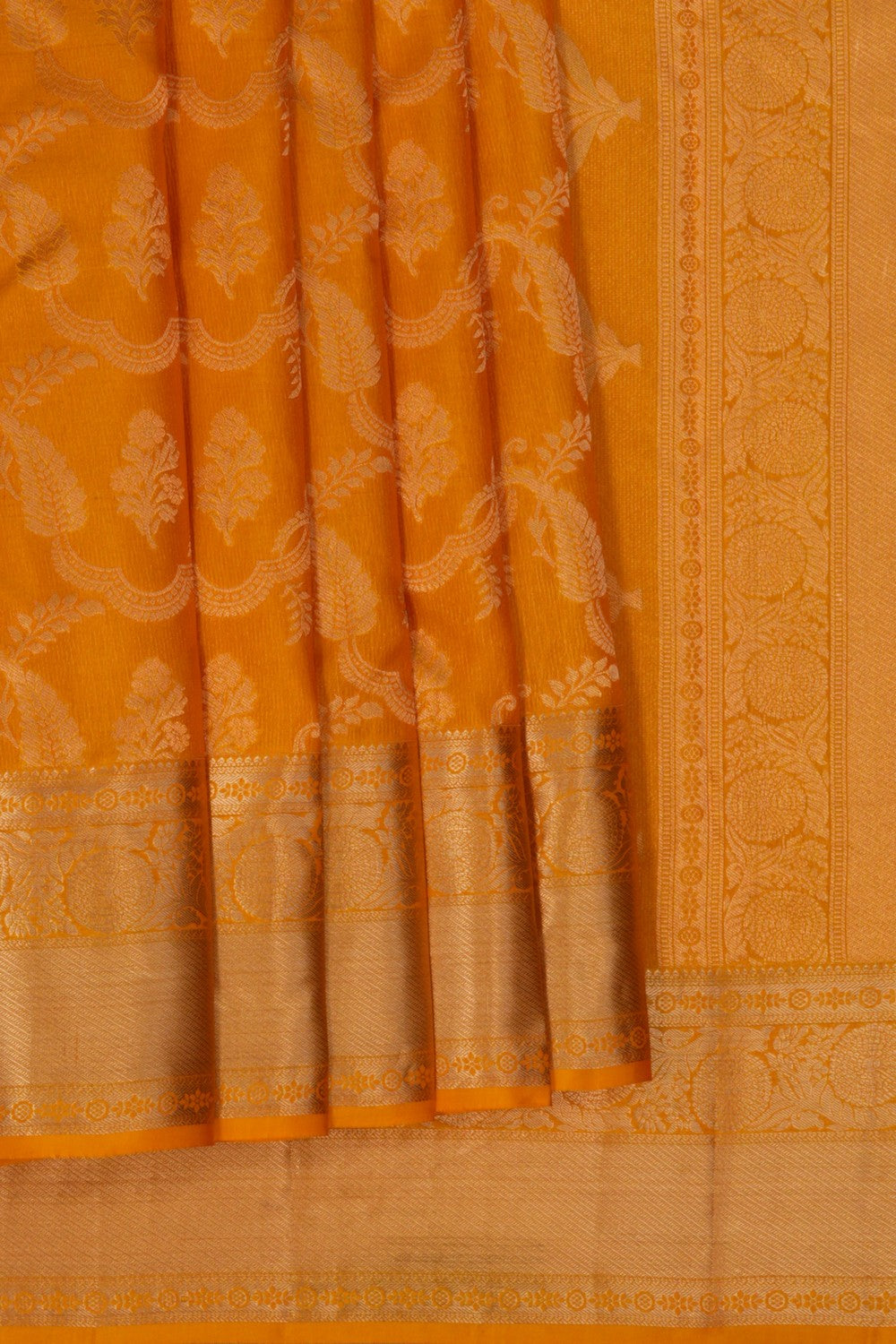South Silk Brocade Mustard Saree