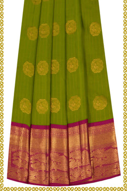 Image of Kanchipattu Pavada Green Unstitched Set