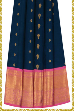 Image of Kanchipattu Pavada Blueberry Blue Unstitched Set