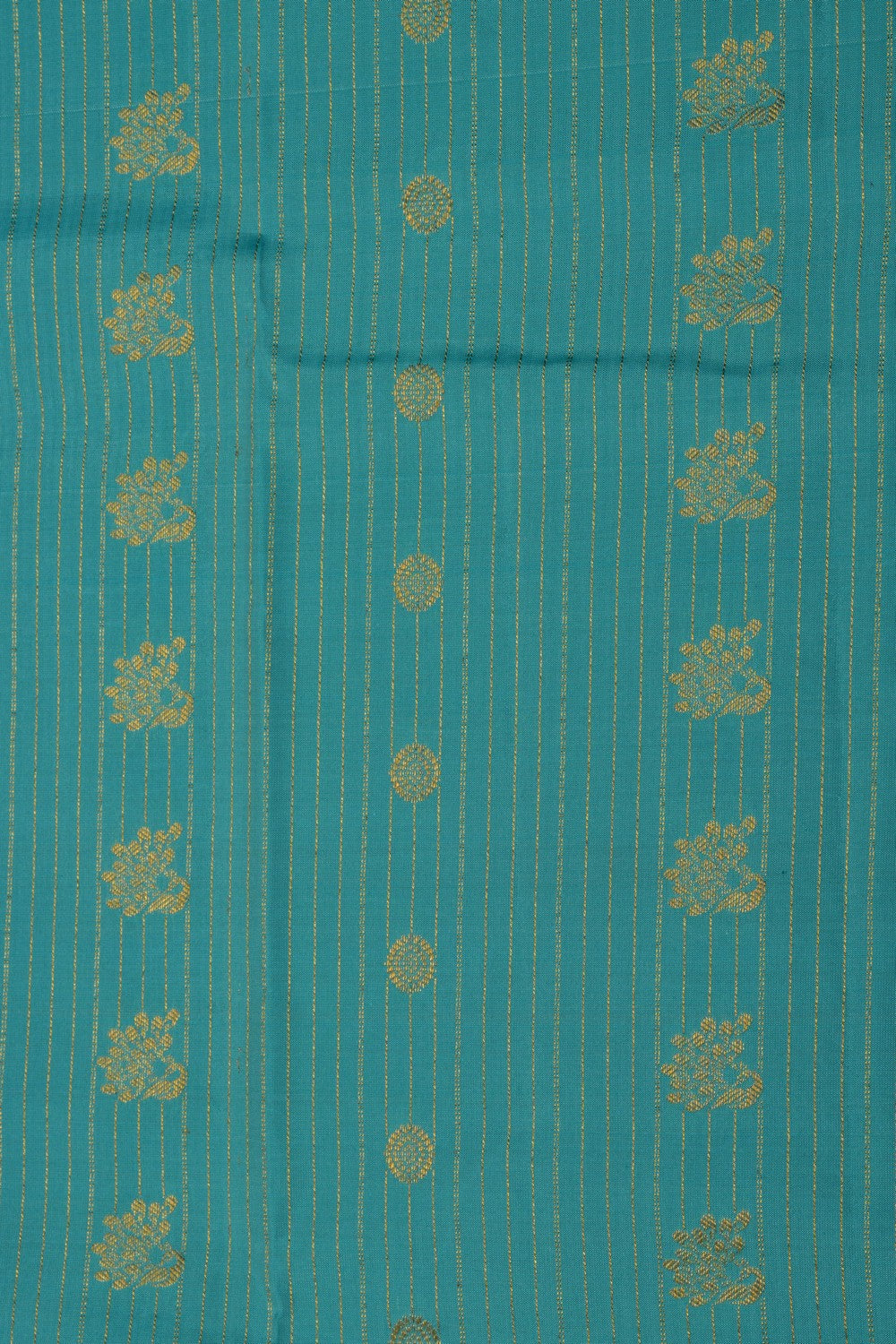 Kanchipattu Pavada Turquoise Green Unstitched Set
