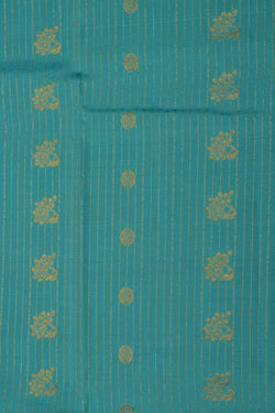 Image of Kanchipattu Pavada Turquoise Green Unstitched Set
