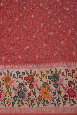 Image of Bandhani Coral Peach Saree