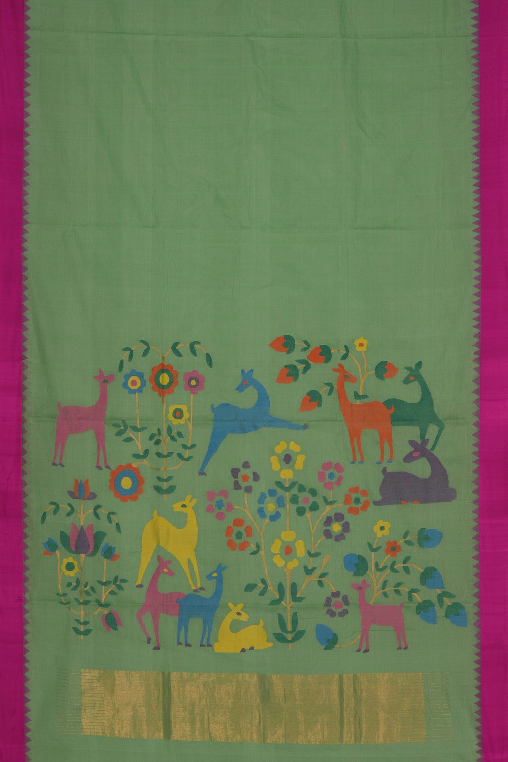 Uppada Cotton Sea Green Saree