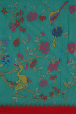 Image of Uppada Cotton Teal Green Saree
