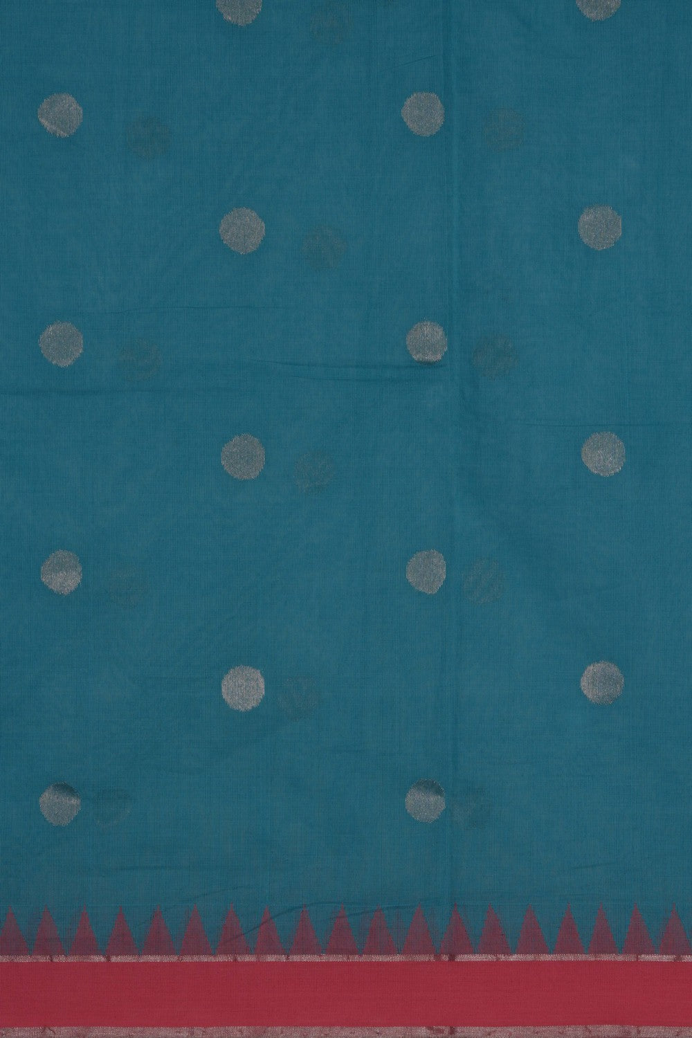 Image of Uppada Cotton Sea Blue Saree