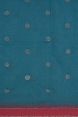 Image of Uppada Cotton Sea Blue Saree