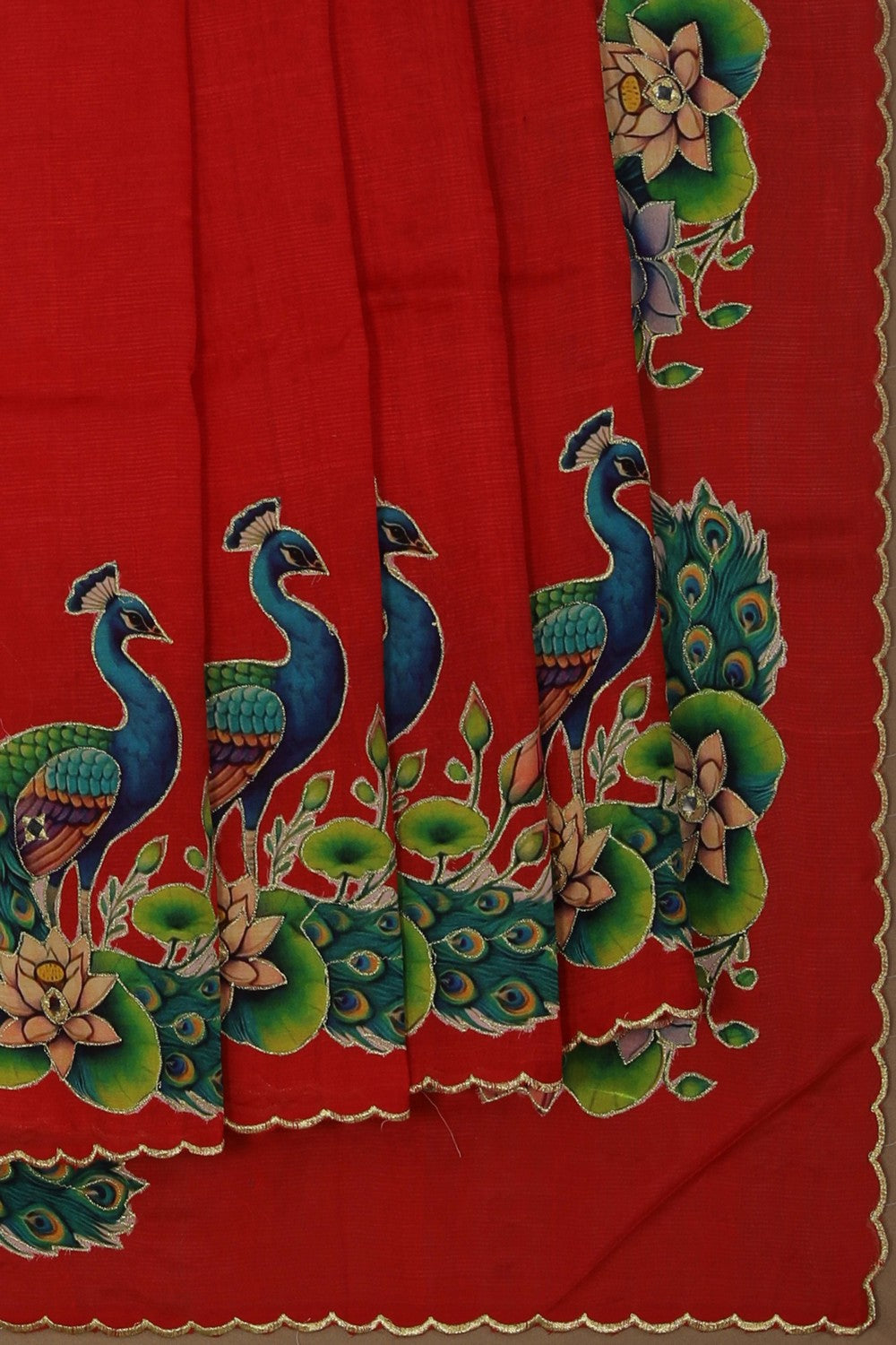 Image of Mangalgiri embroidery saree