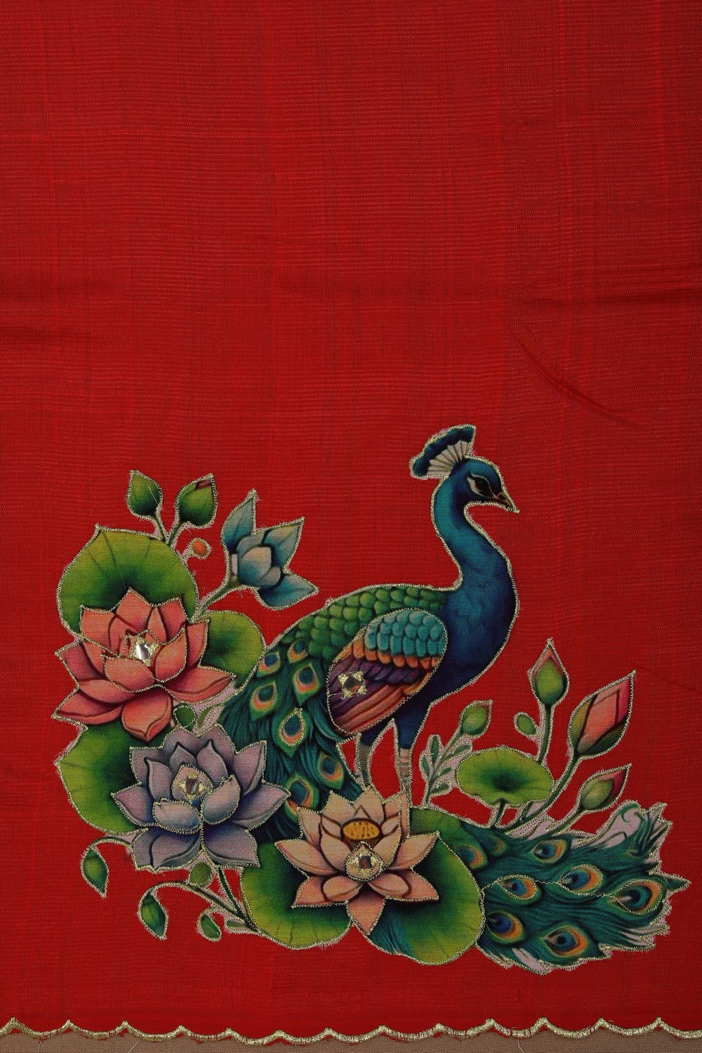 Image of Mangalgiri embroidery saree