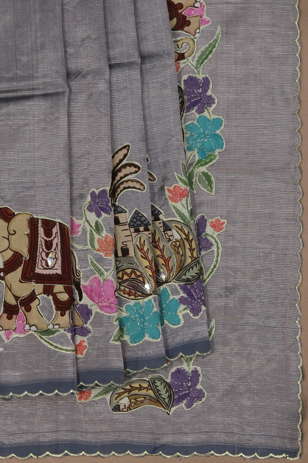 Image of Mangalgiri embroidery saree
