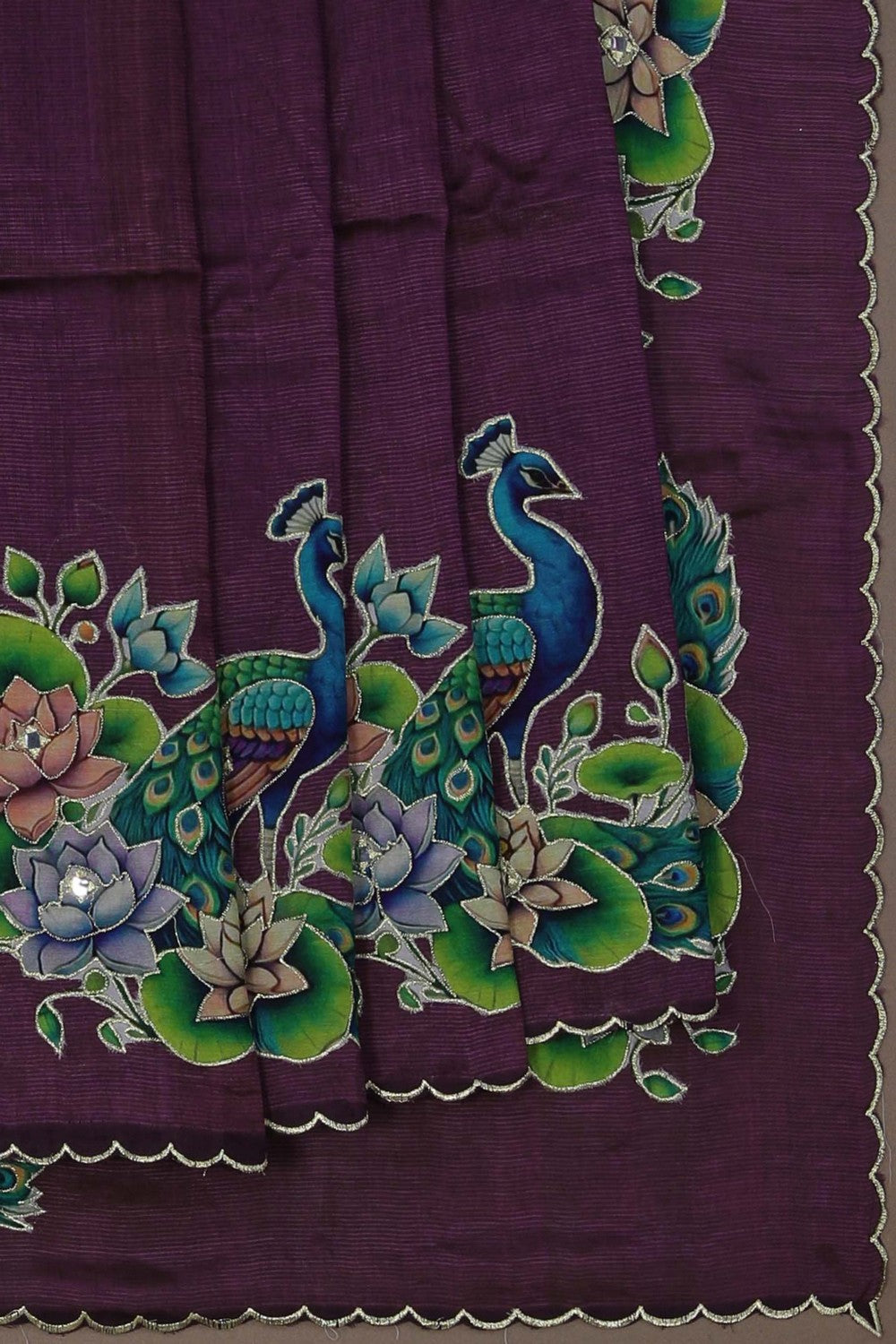 Image of Mangalgiri embroidery saree