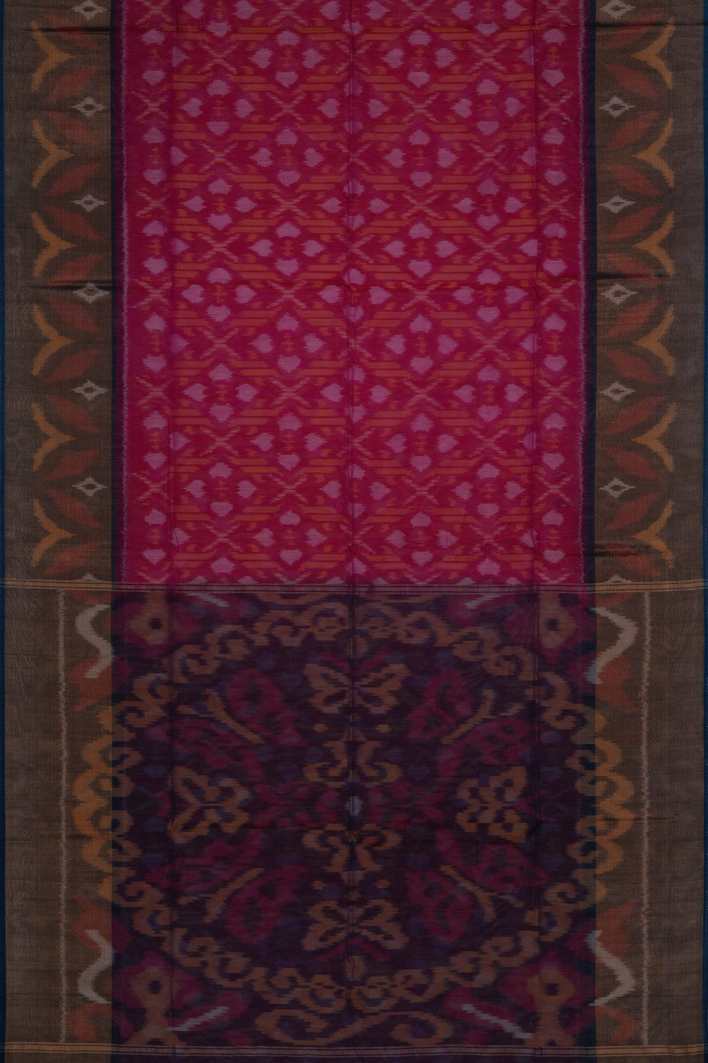 Image of Ikat Cotton-Silk Pink Saree