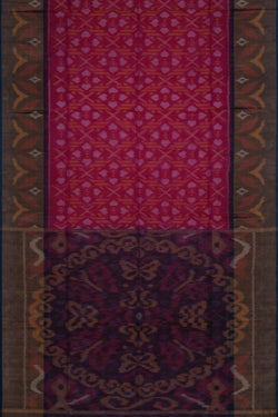 Image of Ikat Cotton-Silk Pink Saree