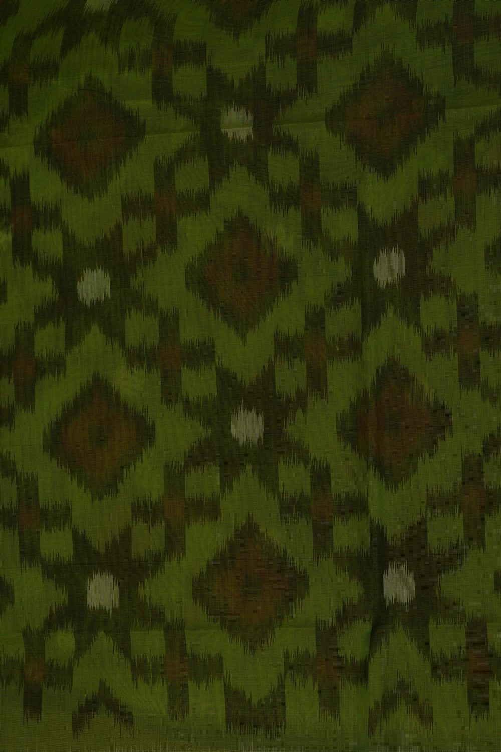 Image of Ikat Cotton-Silk Green Saree