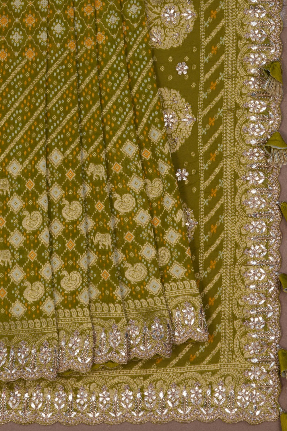 Image of A Patola Bandhani Embroidery Saree