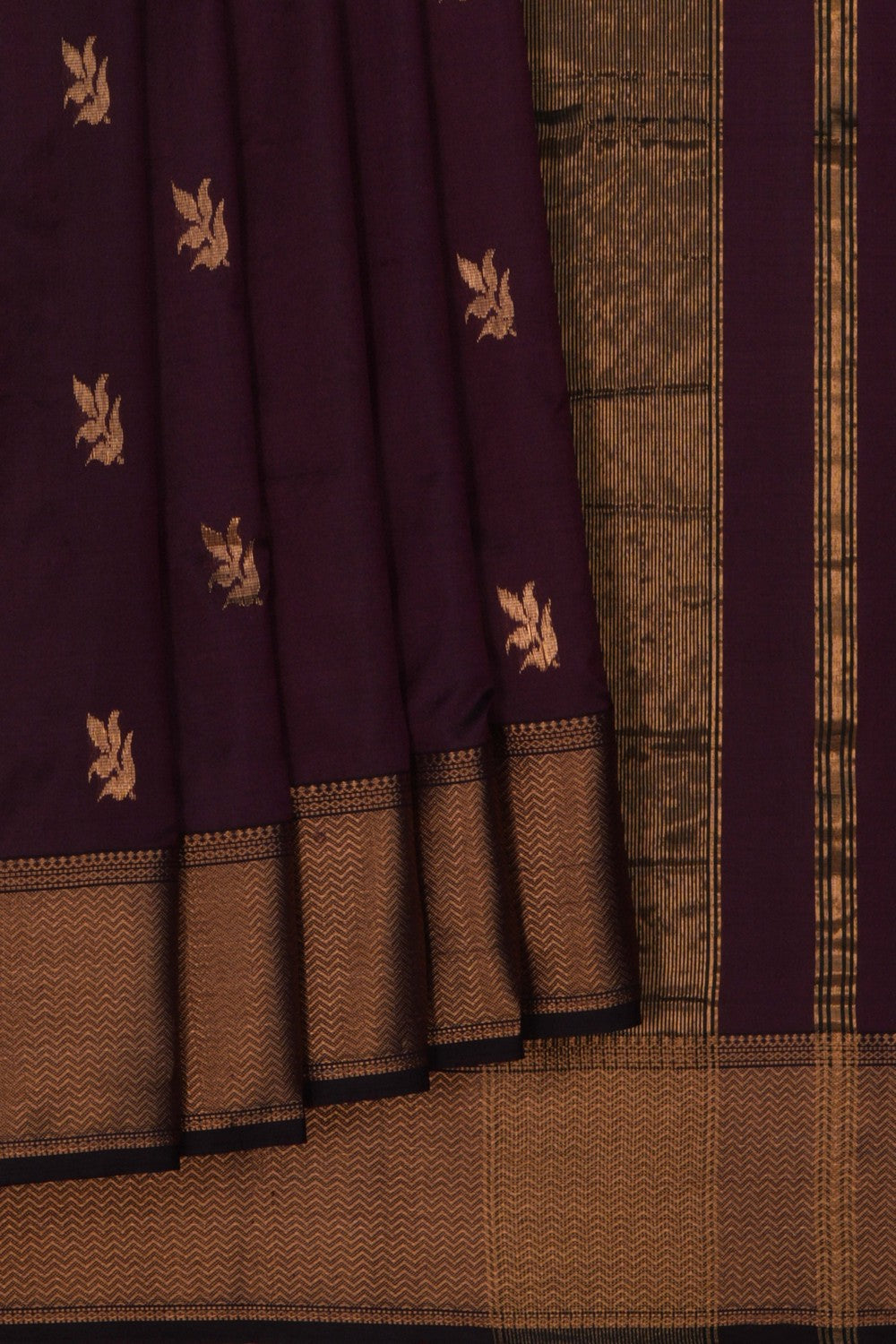 Image of Chanderi Silk Brown Saree